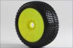 AKA 1:8 BUGGY CROSSBRACE (SUPER SOFT) EVO WHEEL PRE-MOUNTED YELLOW